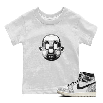Air Jordan 1 White Cement Sneaker Match Tees Shoe Head Sneaker Tees AJ1 White Cement Sneaker Release Tees Kids Shirts White 1