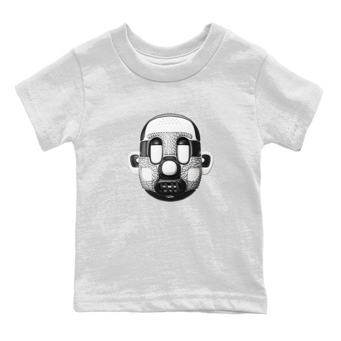 Air Jordan 1 White Cement Sneaker Match Tees Shoe Head Sneaker Tees AJ1 White Cement Sneaker Release Tees Kids Shirts White 2