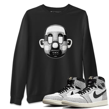 Air Jordan 1 White Cement Sneaker Match Tees Shoe Head Sneaker Tees AJ1 White Cement Sneaker Release Tees Unisex Shirts Black 1