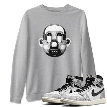 Air Jordan 1 White Cement Sneaker Match Tees Shoe Head Sneaker Tees AJ1 White Cement Sneaker Release Tees Unisex Shirts Heather Grey 1