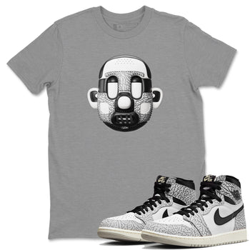 Air Jordan 1 White Cement Sneaker Match Tees Shoe Head Sneaker Tees AJ1 White Cement Sneaker Release Tees Unisex Shirts Heather Grey 1