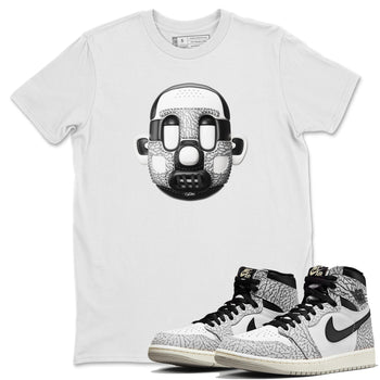 Air Jordan 1 White Cement Sneaker Match Tees Shoe Head Sneaker Tees AJ1 White Cement Sneaker Release Tees Unisex Shirts White 1