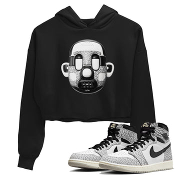 Air Jordan 1 White Cement Sneaker Match Tees Shoe Head Sneaker Tees AJ1 White Cement Sneaker Release Tees Women's Shirts Black 1