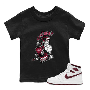 Air Jordan 1 Metallic Burgundy shirt to match jordans Shoe In The Box sneaker tees AJ1 Metallic Burgundy SNRT Sneaker Release Tees Baby Toddler Black 1 T-Shirt