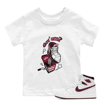 Air Jordan 1 Metallic Burgundy shirt to match jordans Shoe In The Box sneaker tees AJ1 Metallic Burgundy SNRT Sneaker Release Tees Baby Toddler White 1 T-Shirt