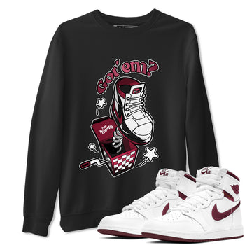Air Jordan 1 Metallic Burgundy shirt to match jordans Shoe In The Box sneaker tees AJ1 Metallic Burgundy SNRT Sneaker Release Tees Unisex Black 1 T-Shirt
