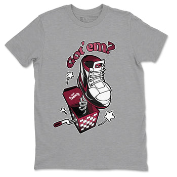 Air Jordan 1 Metallic Burgundy shirt to match jordans Shoe In The Box sneaker tees AJ1 Metallic Burgundy SNRT Sneaker Release Tees Unisex Heather Grey 2 T-Shirt