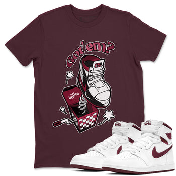 Air Jordan 1 Metallic Burgundy shirt to match jordans Shoe In The Box sneaker tees AJ1 Metallic Burgundy SNRT Sneaker Release Tees Unisex Maroon 1 T-Shirt
