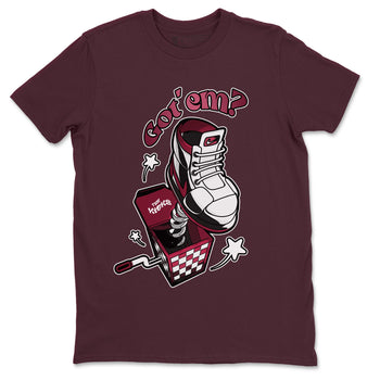 Air Jordan 1 Metallic Burgundy shirt to match jordans Shoe In The Box sneaker tees AJ1 Metallic Burgundy SNRT Sneaker Release Tees Unisex Maroon 2 T-Shirt