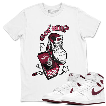 Air Jordan 1 Metallic Burgundy shirt to match jordans Shoe In The Box sneaker tees AJ1 Metallic Burgundy SNRT Sneaker Release Tees Unisex White 1 T-Shirt