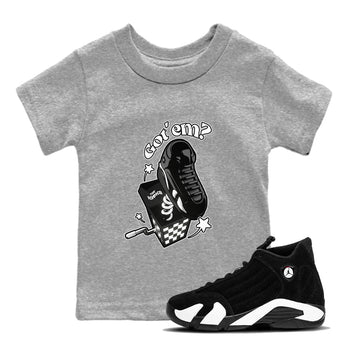 Air Jordan 14 Panda shirt to match jordans Shoe In The Box sneaker tees AJ14 Panda SNRT sneaker release tees baby toddler Heather Grey 1 cotton Shirt