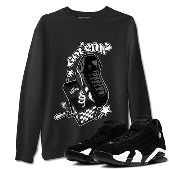 Air Jordan 14 Panda shirt to match jordans Shoe In The Box sneaker tees AJ14 Panda SNRT Sneaker Release Tees unisex cotton Black 1 crew neck shirt