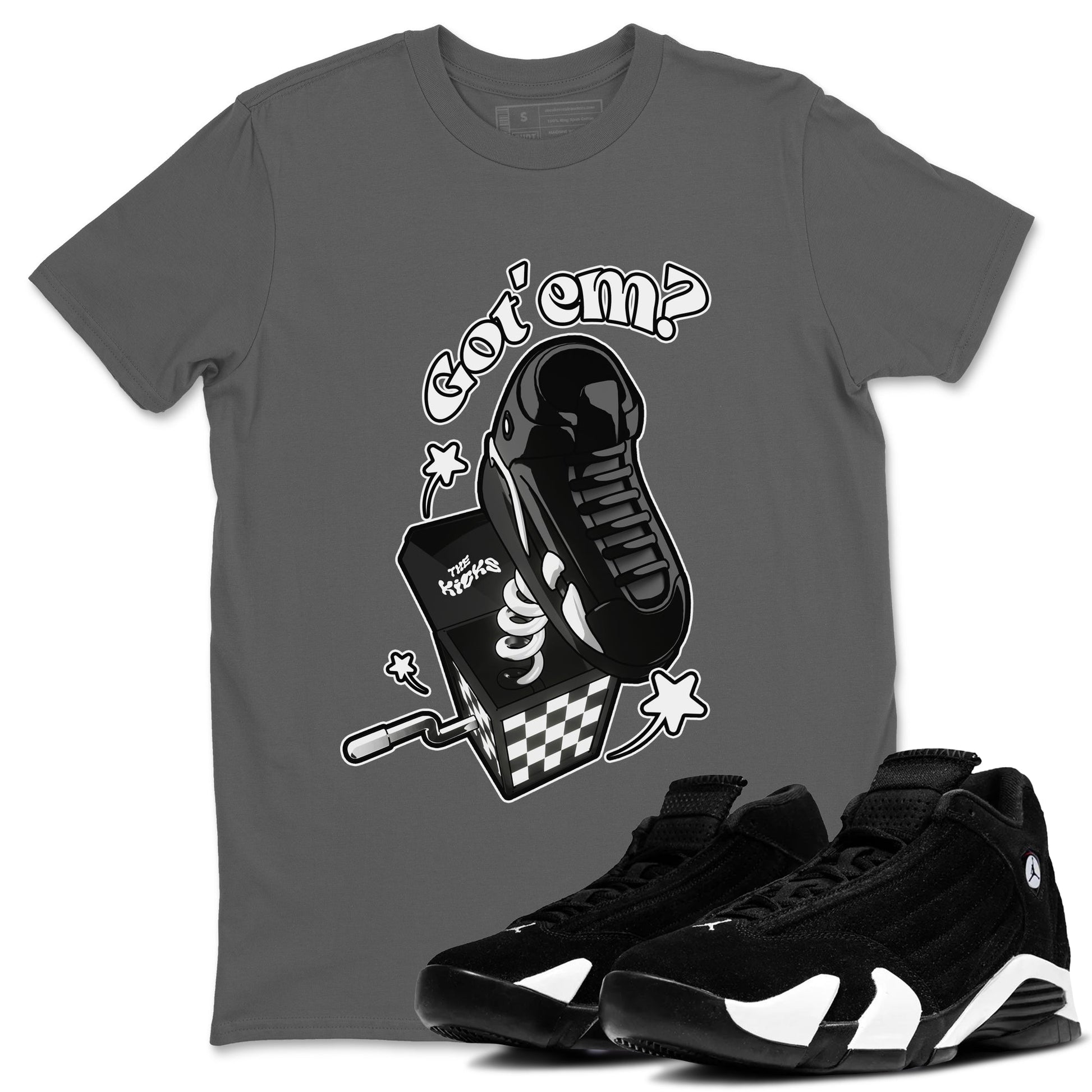 Air Jordan 14 Panda shirt to match jordans Shoe In The Box sneaker tees AJ14 Panda SNRT Sneaker Release Tees unisex cotton Cool Grey 1 crew neck shirt
