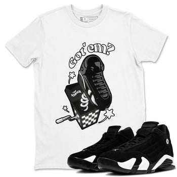 Air Jordan 14 Panda shirt to match jordans Shoe In The Box sneaker tees AJ14 Panda SNRT Sneaker Release Tees unisex cotton White 1 crew neck shirt