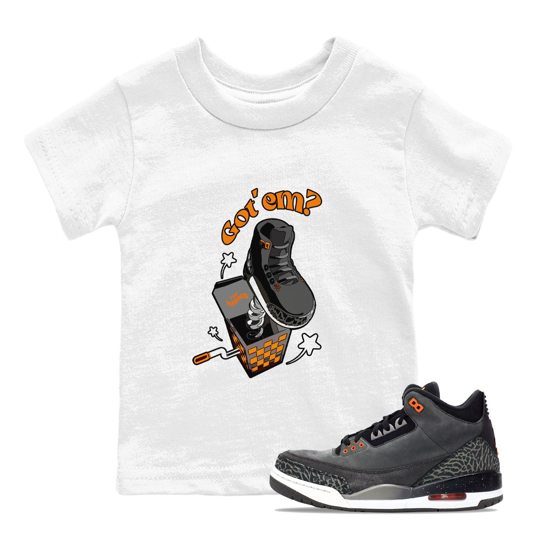 Air Jordan 3 Fear shirt to match jordans Shoe In The Box sneaker tees AJ3 Fear SNRT Sneaker Release Tees Baby Toddler White 1 T-Shirt
