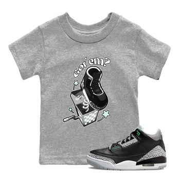 3s Green Glow shirt to match jordans Shoe In The Box sneaker tees Air Jordan 3 Green Glow SNRT sneaker release tees baby toddler Heather Grey 1 cotton Shirt