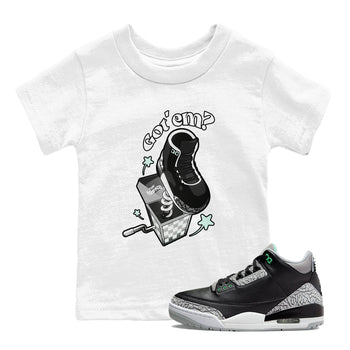 3s Green Glow shirt to match jordans Shoe In The Box sneaker tees Air Jordan 3 Green Glow SNRT sneaker release tees baby toddler White 1 cotton Shirt