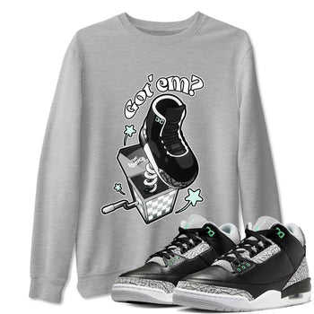 3s Green Glow shirt to match jordans Shoe In The Box sneaker tees Air Jordan 3 Green Glow SNRT Sneaker Release Tees unisex cotton Heather Grey 1 crew neck shirt