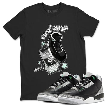 3s Green Glow shirt to match jordans Shoe In The Box sneaker tees Air Jordan 3 Green Glow SNRT Sneaker Release Tees unisex cotton Black 1 crew neck shirt