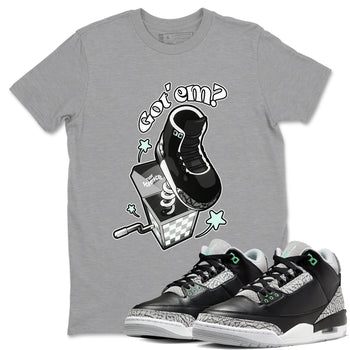 3s Green Glow shirt to match jordans Shoe In The Box sneaker tees Air Jordan 3 Green Glow SNRT Sneaker Release Tees unisex cotton Heather Grey 1 crew neck shirt