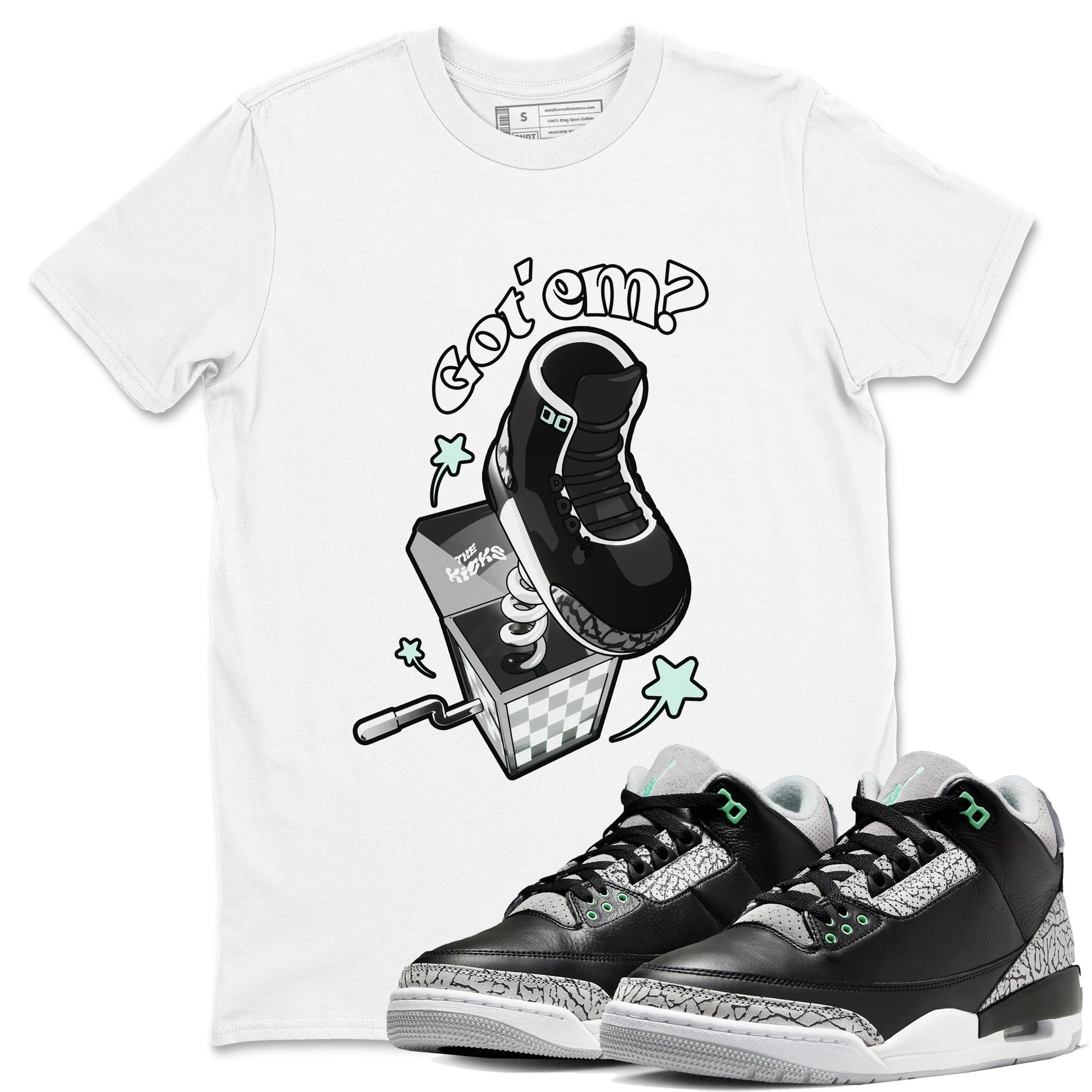 3s Green Glow shirt to match jordans Shoe In The Box sneaker tees Air Jordan 3 Green Glow SNRT Sneaker Release Tees unisex cotton White 1 crew neck shirt