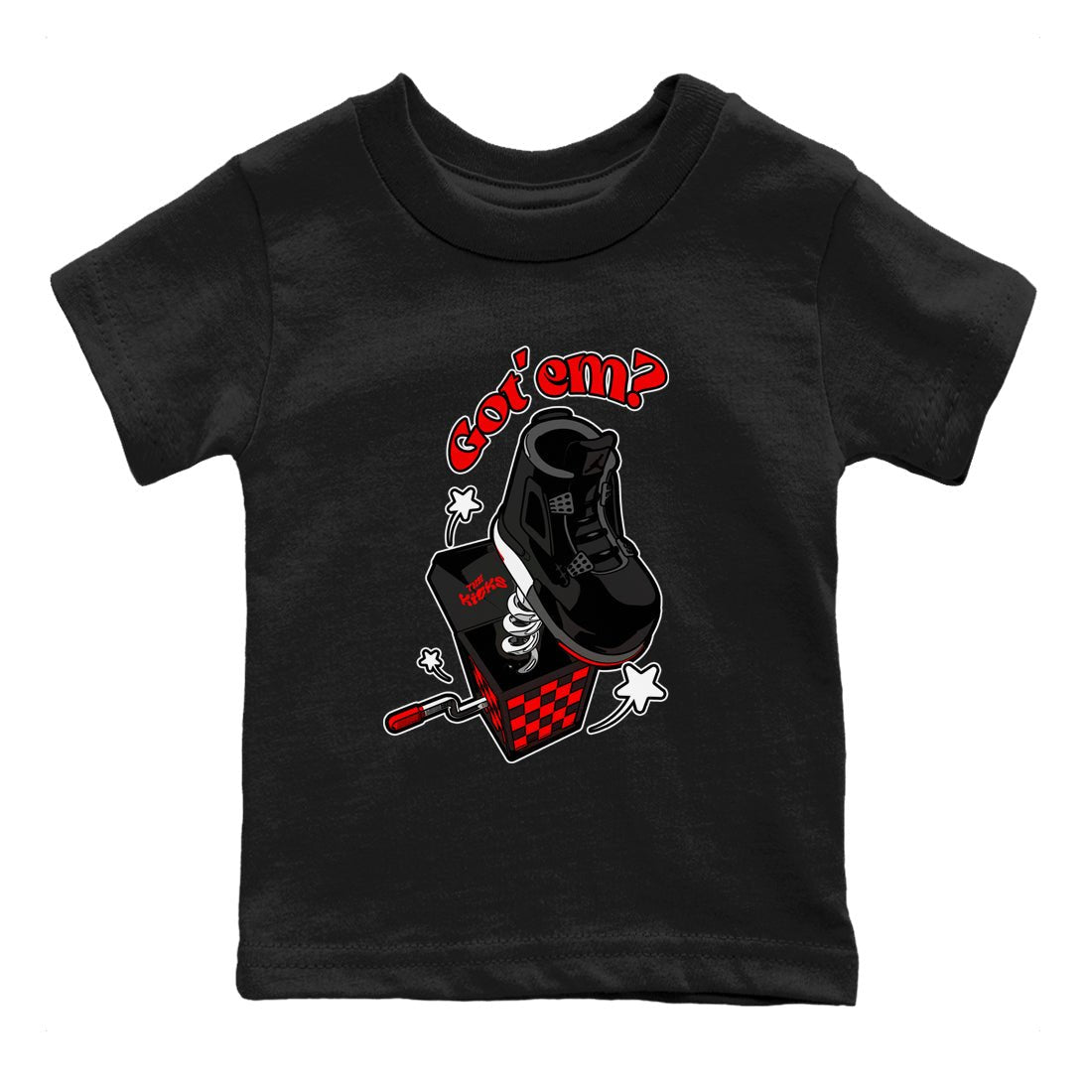 4s Bred Reimagined shirt to match jordans Shoe In The Box sneaker tees Air Jordan 4 Bred Reimagined SNRT Sneaker Release Tees Baby Toddler Black 2 T-Shirt