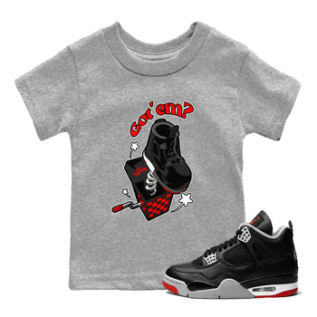 4s Bred Reimagined shirt to match jordans Shoe In The Box sneaker tees Air Jordan 4 Bred Reimagined SNRT Sneaker Release Tees Baby Toddler Heather Grey 1 T-Shirt