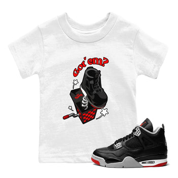 4s Bred Reimagined shirt to match jordans Shoe In The Box sneaker tees Air Jordan 4 Bred Reimagined SNRT Sneaker Release Tees Baby Toddler White 1 T-Shirt