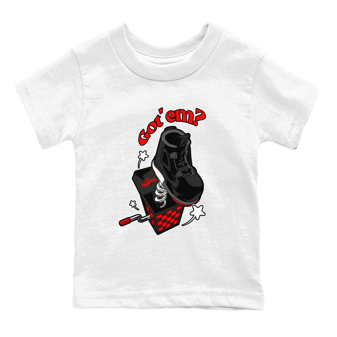 4s Bred Reimagined shirt to match jordans Shoe In The Box sneaker tees Air Jordan 4 Bred Reimagined SNRT Sneaker Release Tees Baby Toddler White 2 T-Shirt