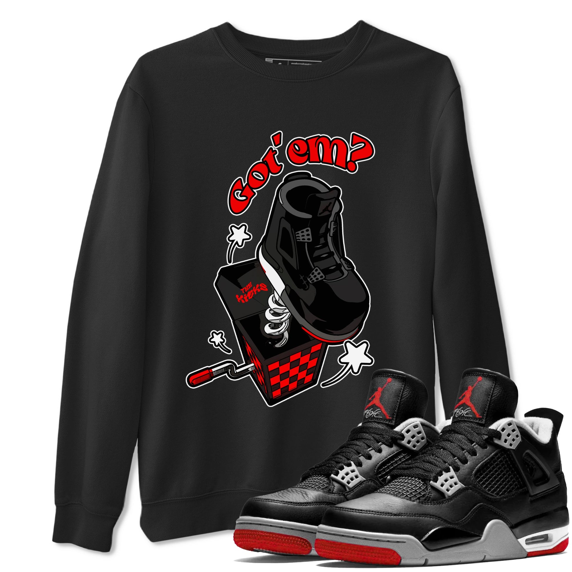 4s Bred Reimagined shirt to match jordans Shoe In The Box sneaker tees Air Jordan 4 Bred Reimagined SNRT Sneaker Release Tees Unisex Black 1 T-Shirt