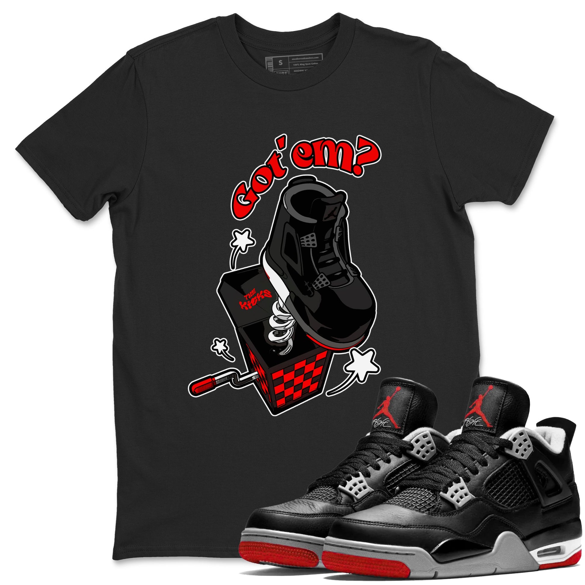 4s Bred Reimagined shirt to match jordans Shoe In The Box sneaker tees Air Jordan 4 Bred Reimagined SNRT Sneaker Release Tees Unisex Black 1 T-Shirt