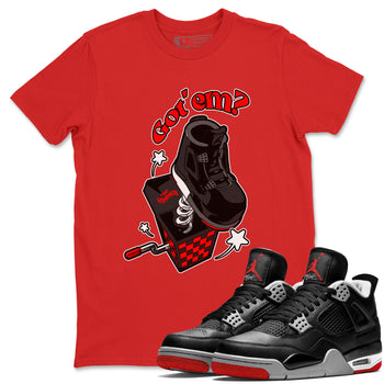 4s Bred Reimagined shirt to match jordans Shoe In The Box sneaker tees Air Jordan 4 Bred Reimagined SNRT Sneaker Release Tees Unisex Red 1 T-Shirt