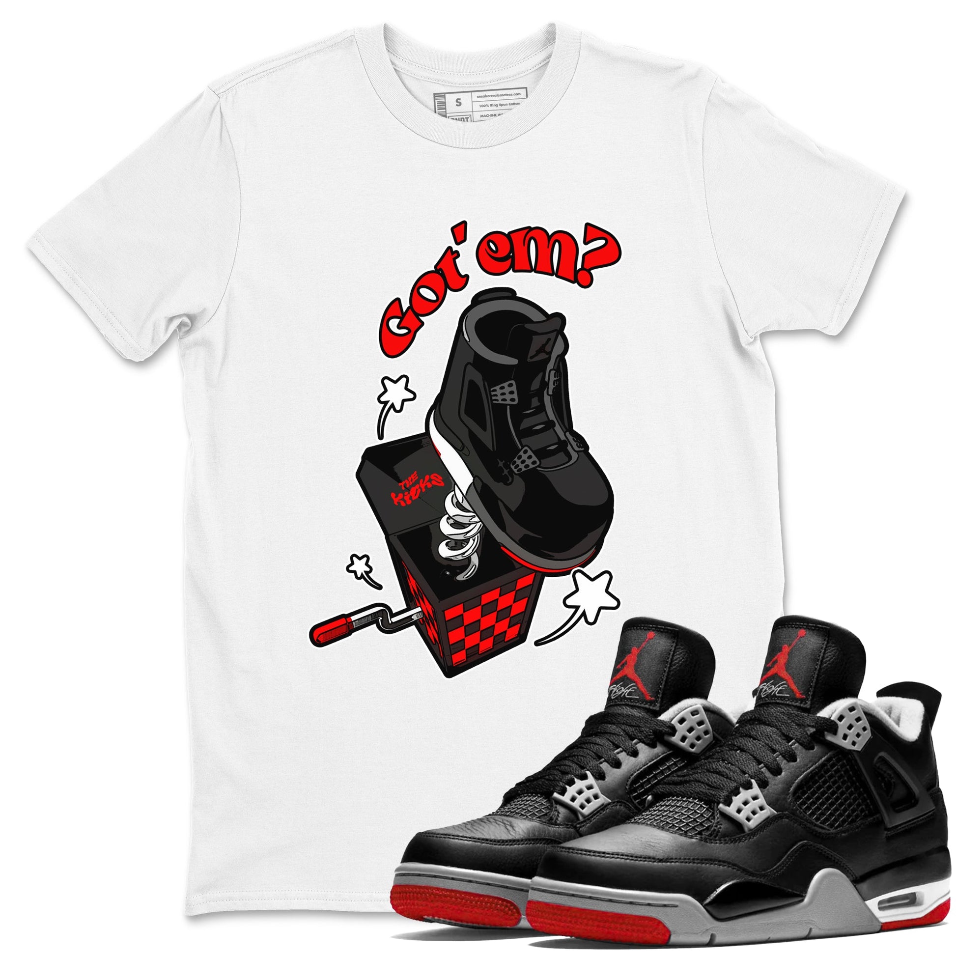 4s Bred Reimagined shirt to match jordans Shoe In The Box sneaker tees Air Jordan 4 Bred Reimagined SNRT Sneaker Release Tees Unisex White 1 T-Shirt