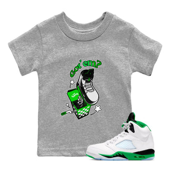 Air Jordan 5 Lucky Green shirt to match jordans Shoe In The Box sneaker tees AJ5 Lucky Green SNRT Sneaker Release Tees Baby Toddler Heather Grey 1 T-Shirt