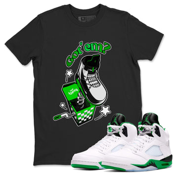 Air Jordan 5 Lucky Green shirt to match jordans Shoe In The Box sneaker tees AJ5 Lucky Green SNRT Sneaker Release Tees Unisex Black 1 T-Shirt