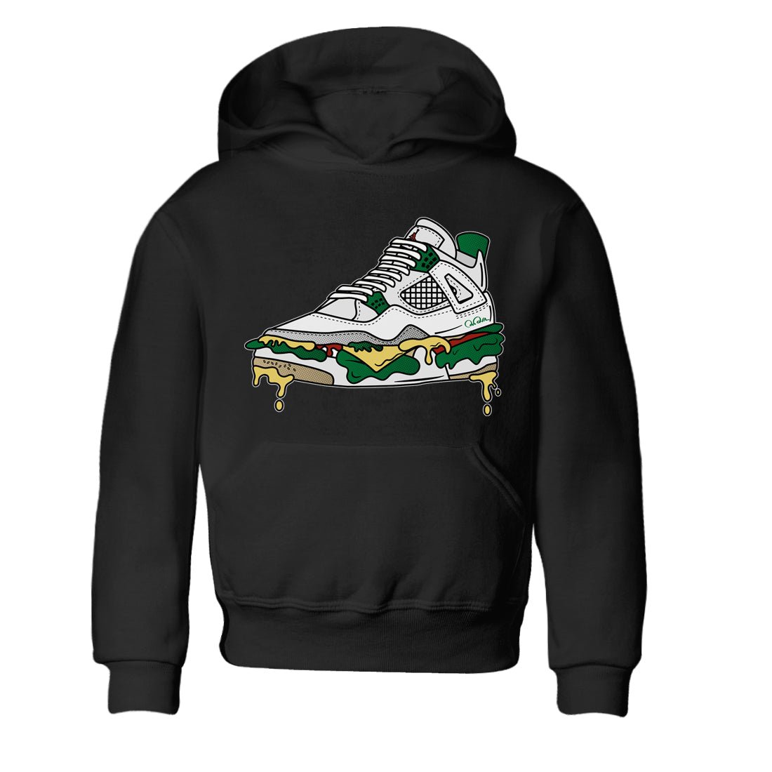 Jordan 4 Pine Green SB Sneaker Match Tees Shoe Sandwich Sneaker Tees AJ4 Pine Green SB Sneaker Tees Sneaker Release Shirts Kids Shirts Black 2