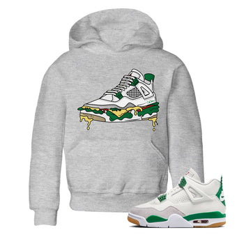 Jordan 4 Pine Green SB Sneaker Match Tees Shoe Sandwich Sneaker Tees AJ4 Pine Green SB Sneaker Tees Sneaker Release Shirts Kids Shirts Heather Grey 1