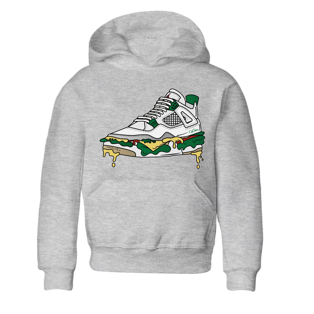 Air Jordan 4 Pine Green Sneaker Match Tees Shoe Sandwich Sneaker Tees AJ4 Pine Green Sneaker Release Tees Kids Shirts Heather Grey 2