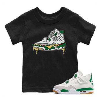 Air Jordan 4 Pine Green Sneaker Match Tees Shoe Sandwich Sneaker Tees AJ4 Pine Green Sneaker Release Tees Kids Shirts Black 1