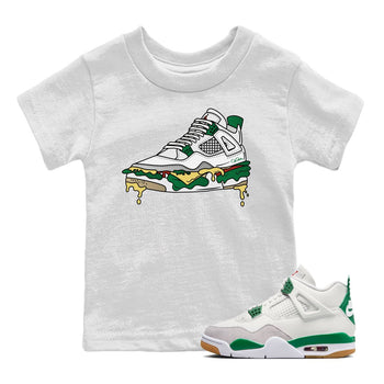 Air Jordan 4 Pine Green Sneaker Match Tees Shoe Sandwich Sneaker Tees AJ4 Pine Green Sneaker Release Tees Kids Shirts White 1