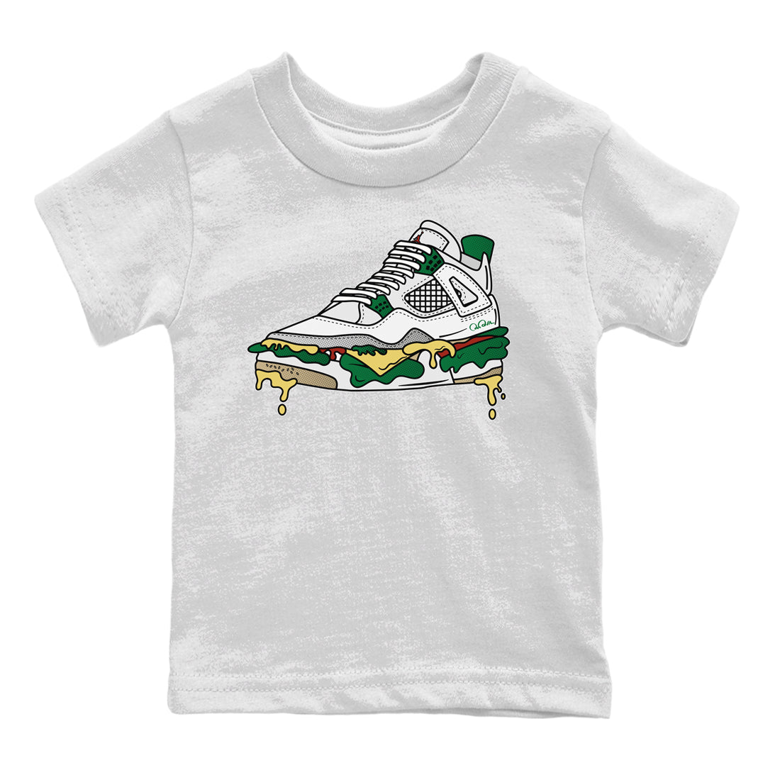Jordan 4 Pine Green SB Sneaker Match Tees Shoe Sandwich Sneaker Tees AJ4 Pine Green SB Sneaker Tees Sneaker Release Shirts Kids Shirts White 2