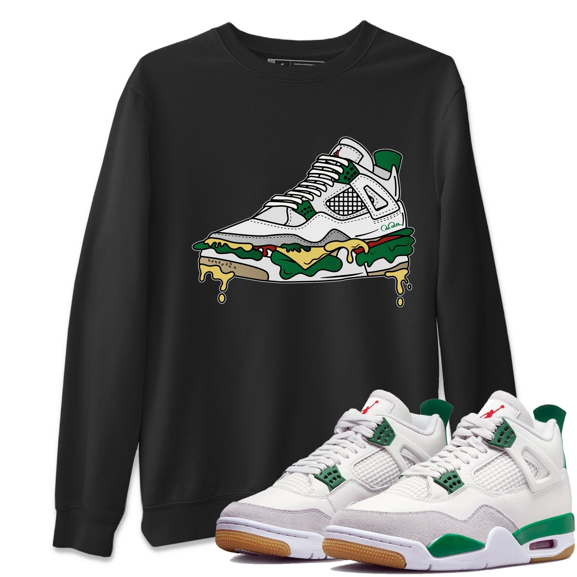 Jordan 4 Pine Green SB Sneaker Match Tees Shoe Sandwich Sneaker Tees AJ4 Pine Green SB Sneaker Tees Sneaker Release Shirts Unisex Shirts Black 1