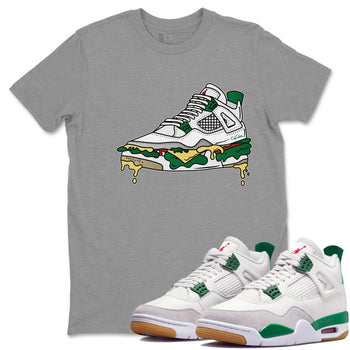Air Jordan 4 Pine Green Shoe Sandwich Crew Neck Sneaker Tees AJ4 Pine Green Sneaker T-Shirts Size Chart