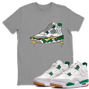 Air Jordan 4 Pine Green Shoe Sandwich Crew Neck Sneaker Tees AJ4 Pine Green Sneaker T-Shirts Size Chart