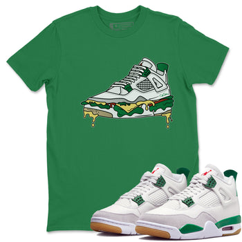 Air Jordan 4 Pine Green Shoe Sandwich Crew Neck Sneaker Tees AJ4 Pine Green Sneaker T-Shirts Washing and Care Tip