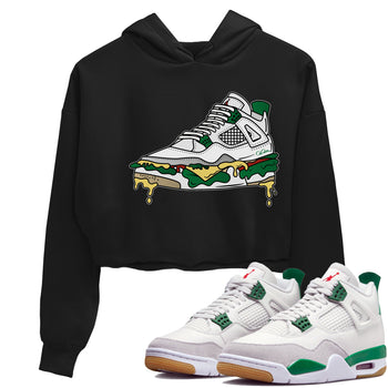 Air Jordan 4 Pine Green Sneaker Match Tees Shoe Sandwich Sneaker Tees AJ4 Pine Green Sneaker Release Tees Women's Shirts Black 1