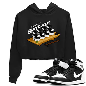 1s Black White shirt to match jordans Shoe-Shi sneaker tees Air Jordan 1 High OG Black White SNRT Sneaker Release Tees Black 1 crop length shirt