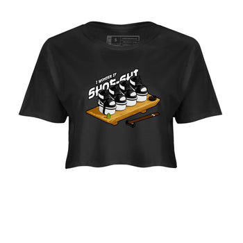 1s Black White shirt to match jordans Shoe-Shi sneaker tees Air Jordan 1 High OG Black White SNRT Sneaker Release Tees Black 2 crop length shirt