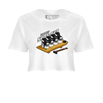 1s Black White shirt to match jordans Shoe-Shi sneaker tees Air Jordan 1 High OG Black White SNRT Sneaker Release Tees White 2 crop length shirt