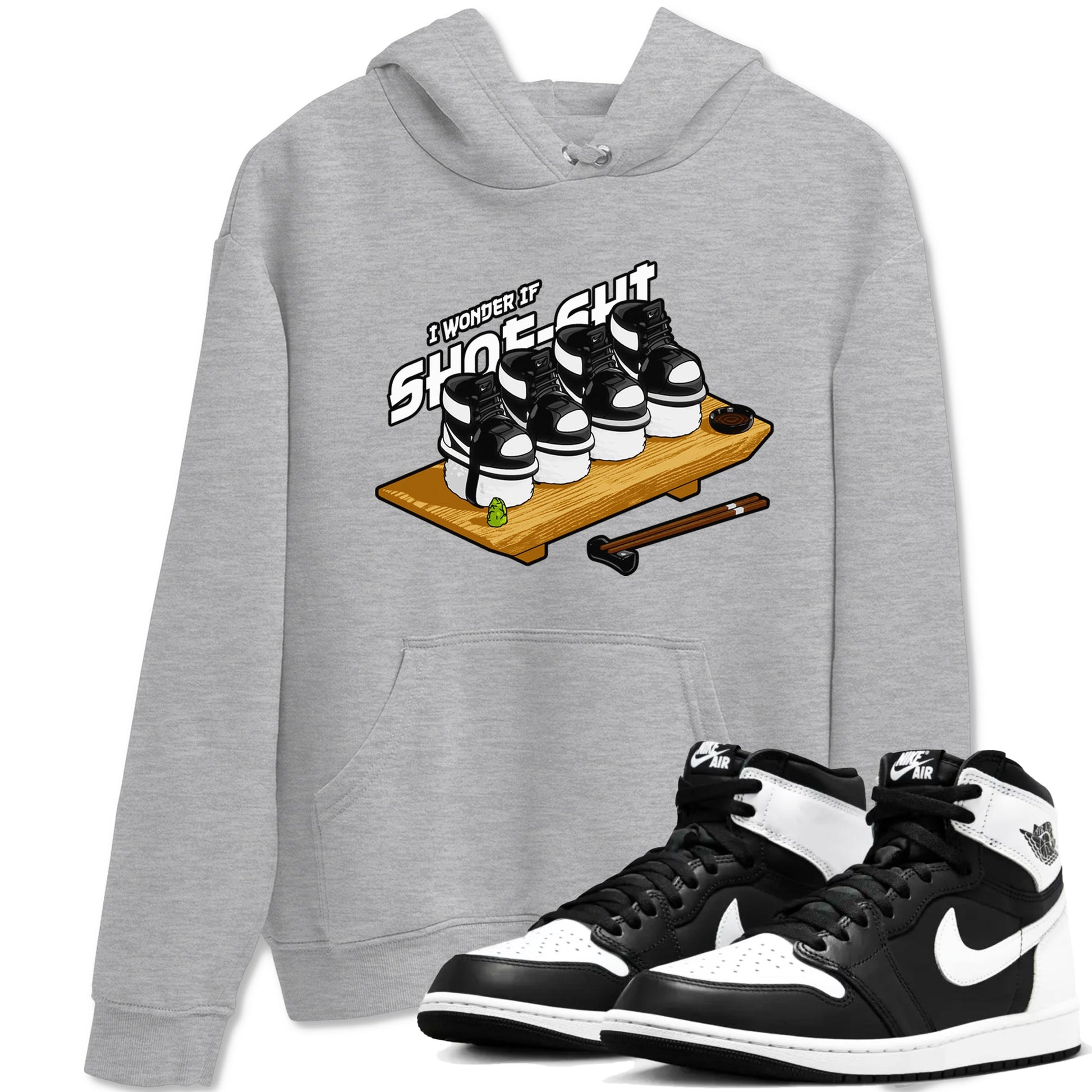 1s Black White shirt to match jordans Shoe-Shi sneaker tees Air Jordan 1 High OG Black White SNRT Sneaker Release Tees unisex cotton Heather Grey 1 crew neck shirt